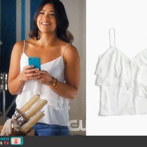 J. Crew White Drapey Ruffle Cami Blouse Size 8